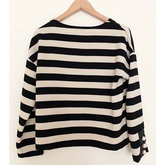 ZARA Black White Striped Top Size M - Picture 5 of 5